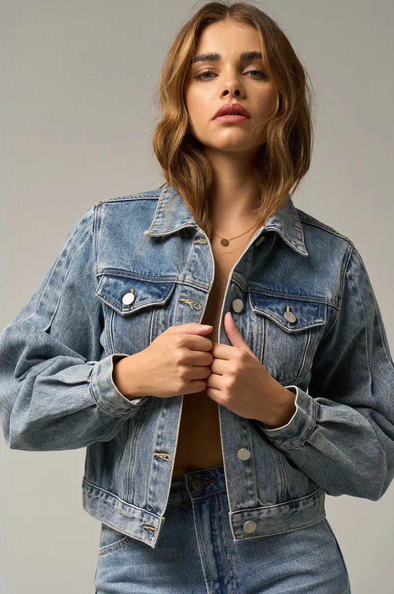 Puff Denim Jacket – Medium Wash