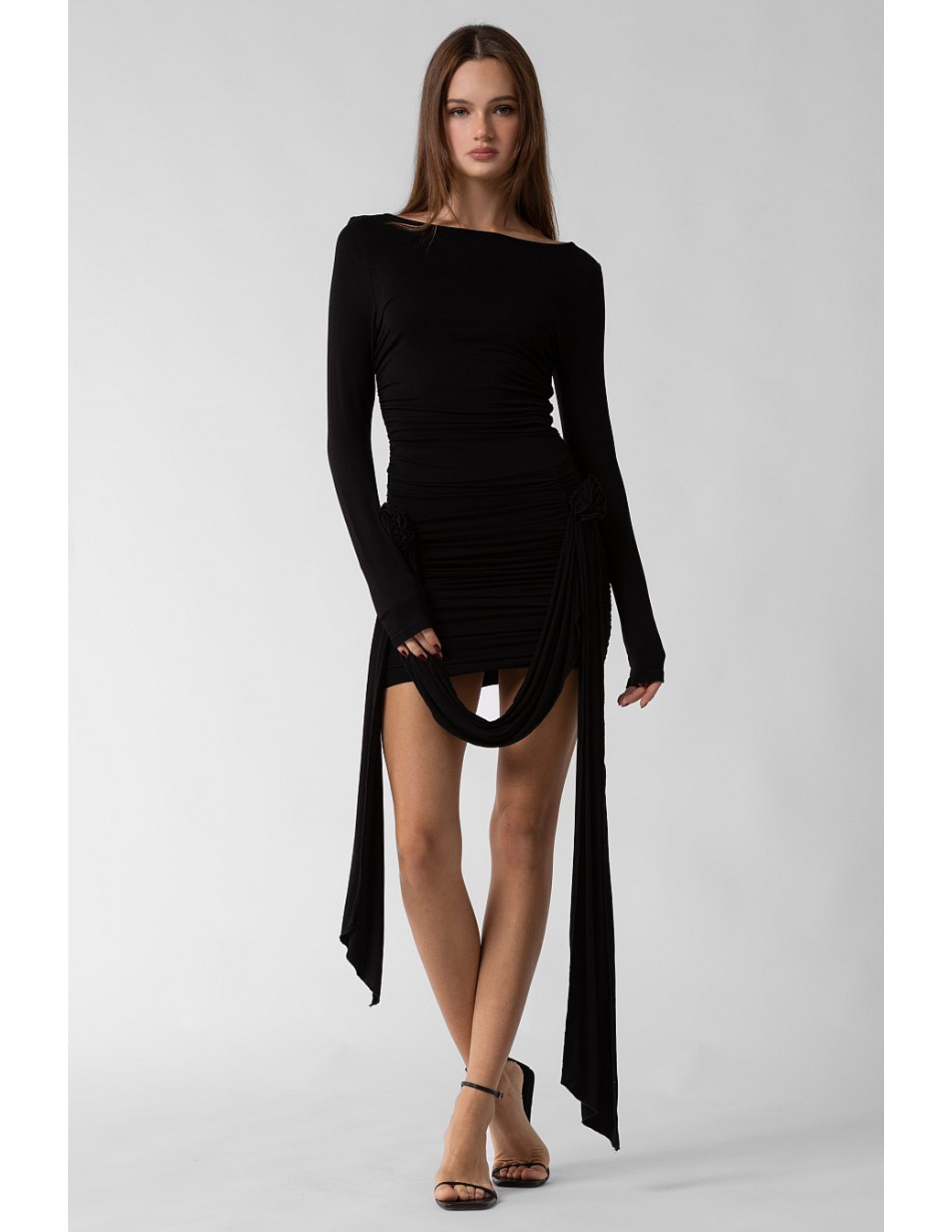 Rosette Ruffle Mini Dress
