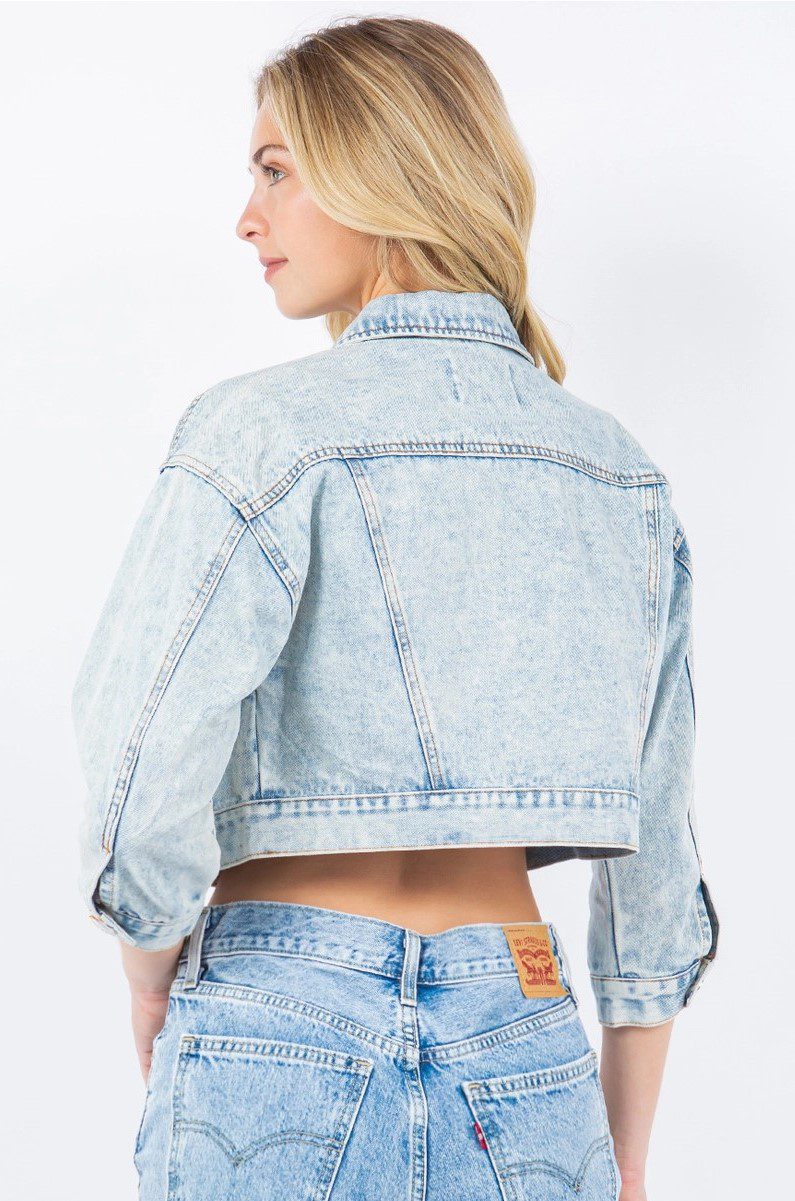 Rhinestone Crop Twill Jacket - Image 2