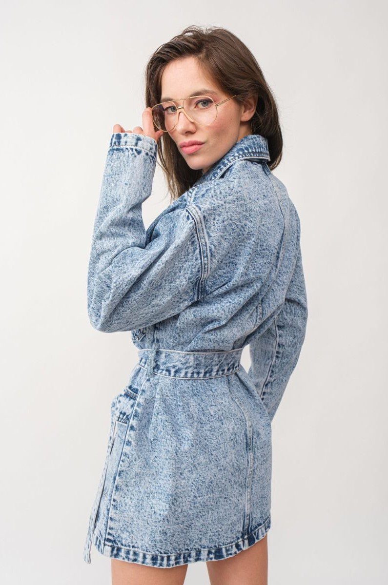 Acid Wash Denim Utility Jacket Dress - Image 2